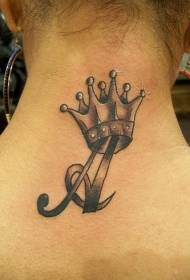 Halsbokstäver och vackert krona tatuering mönster