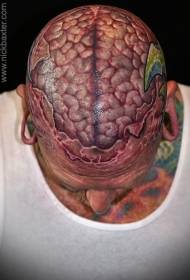 Male head colored human brain tear tattoo pattern