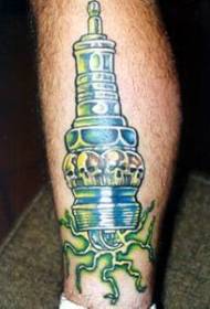 Spark plug and sorcerer combination tattoo pattern