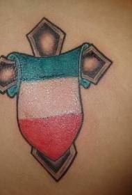 Cross with italian flag tattoo pattern