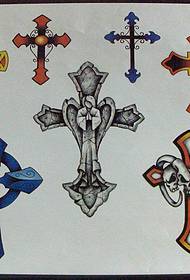 Display a set of European and American cross tattoo designs