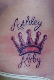 English name and crown tattoo pattern