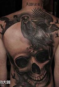 Back crow tattoo pattern