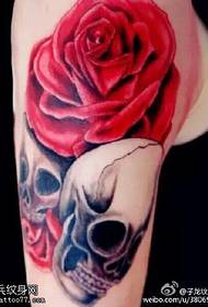 Beautiful classic rose skull tattoo pattern