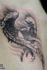 Side waist pair of small wings tattoo pattern