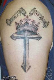 Arm crown cross tattoo pattern