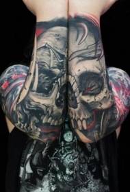 Arm damaged skull tattoo pattern