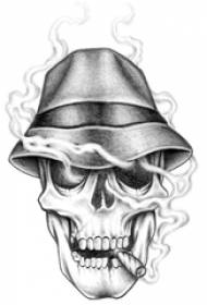 Črno siva skica ustvarjalni abstraktni rokopis tetovaže lobanje