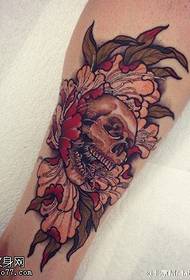 Painted floral skull tattoo pattern