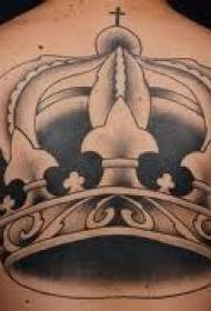 Male back large area crown tattoo pattern
