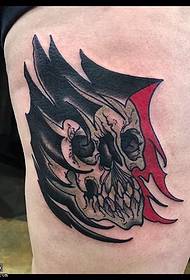 Thigh classic death skull tattoo pattern