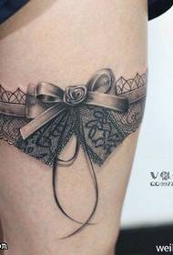 Thigh lace bow tattoo pattern