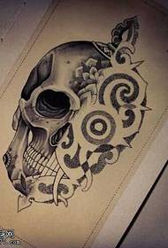 Manuscript skull mainstream tattoo pattern