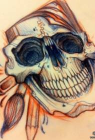School skull pen tattoo manuscript