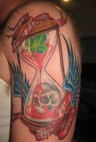 Shoulder color skull tattoo pattern