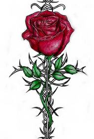 Стилен красив модел на татуировка с кръстосана роза