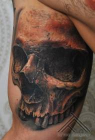 Realismo patrón de tatuaxe de cráneo humano brazo de vento