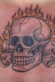 Black and white burning skull tattoo pattern