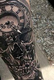 3d tattoo picture combined with clock and cymbal