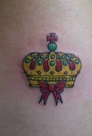 Colorful crown bow small fresh tattoo pattern