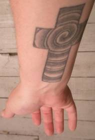 Wrist spiral cross tattoo pattern