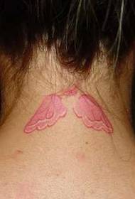 Neck pink wings tattoo pattern