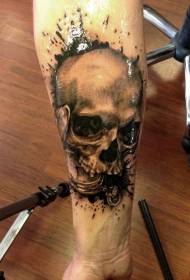 Рука черный серый сюрреалистический рисунок татуировки черепа
