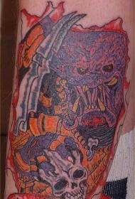 Arm colored predator and tattoo picture