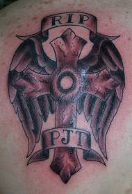 Winged cross memorial tattoo patroan