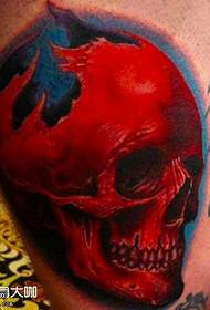 Leg red skull tattoo pattern