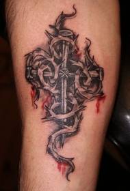 Dornen und Kreuz Tattoo Muster