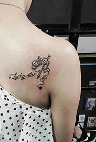 Crown jewelry with simple English tattoo