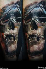 Linija u boji lubanje realističan uzorak tetovaža