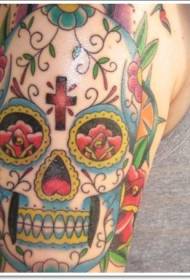 Χρώμα ώμου Μεξικάνικο μοτίβο τατουάζ κρανίου