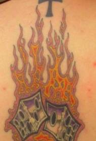 Cross flame and scorpion personality tattoo pattern