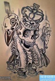 Rukopis lebky koruny tetování vzor
