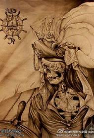 Pirát kapitán lebky tetování vzor