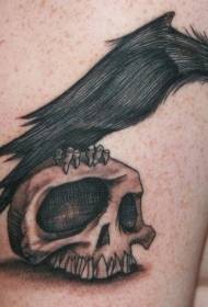Personalized black crow and skull tattoo pattern