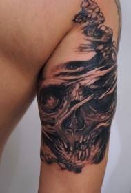 Arm black gray biohazard skull tattoo pattern