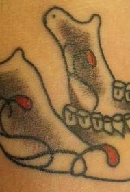 Arm colored sugar skull mandible tattoo pattern