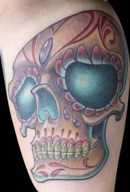 Patrón de tatuaxe de cráneo de surrealismo de cor brazo