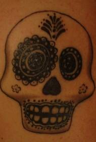 Back black crazy skull tattoo pattern