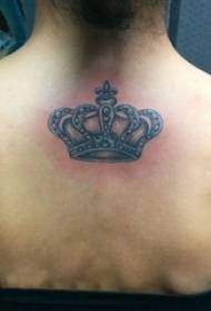 Meisjes back zwart grijs schets punt doorn vaardigheden creatieve literaire mooie kroon tattoo foto's