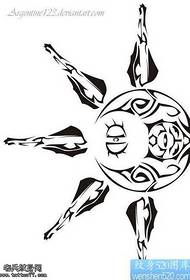 Manuscript sun and moon totem tattoo pattern