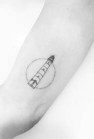 Arm minimalist black lighthouse tattoo pattern