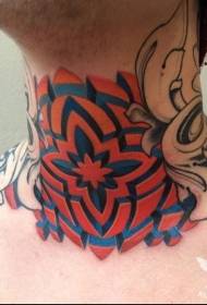 Neck color symmetrical geometric tattoo pattern