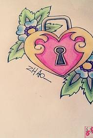Creative heart lock tattoo manuscript picture