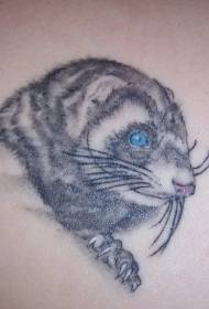 Back color mouse head tattoo picture