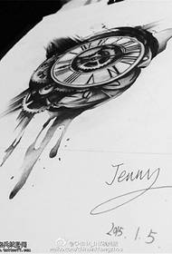 欧美时钟纹身手稿图案