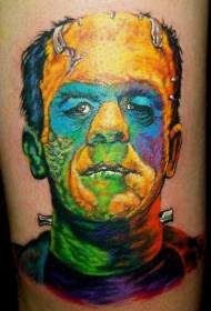 Rankos spalvos frankenšteino portreto tatuiruotės paveikslėlis